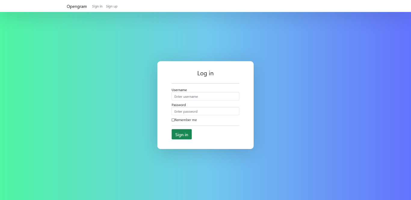 Login page