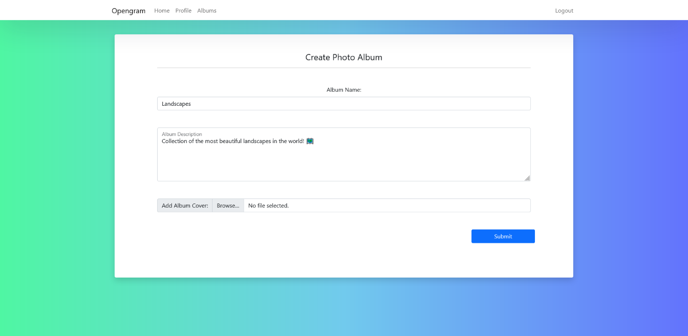 Create album page