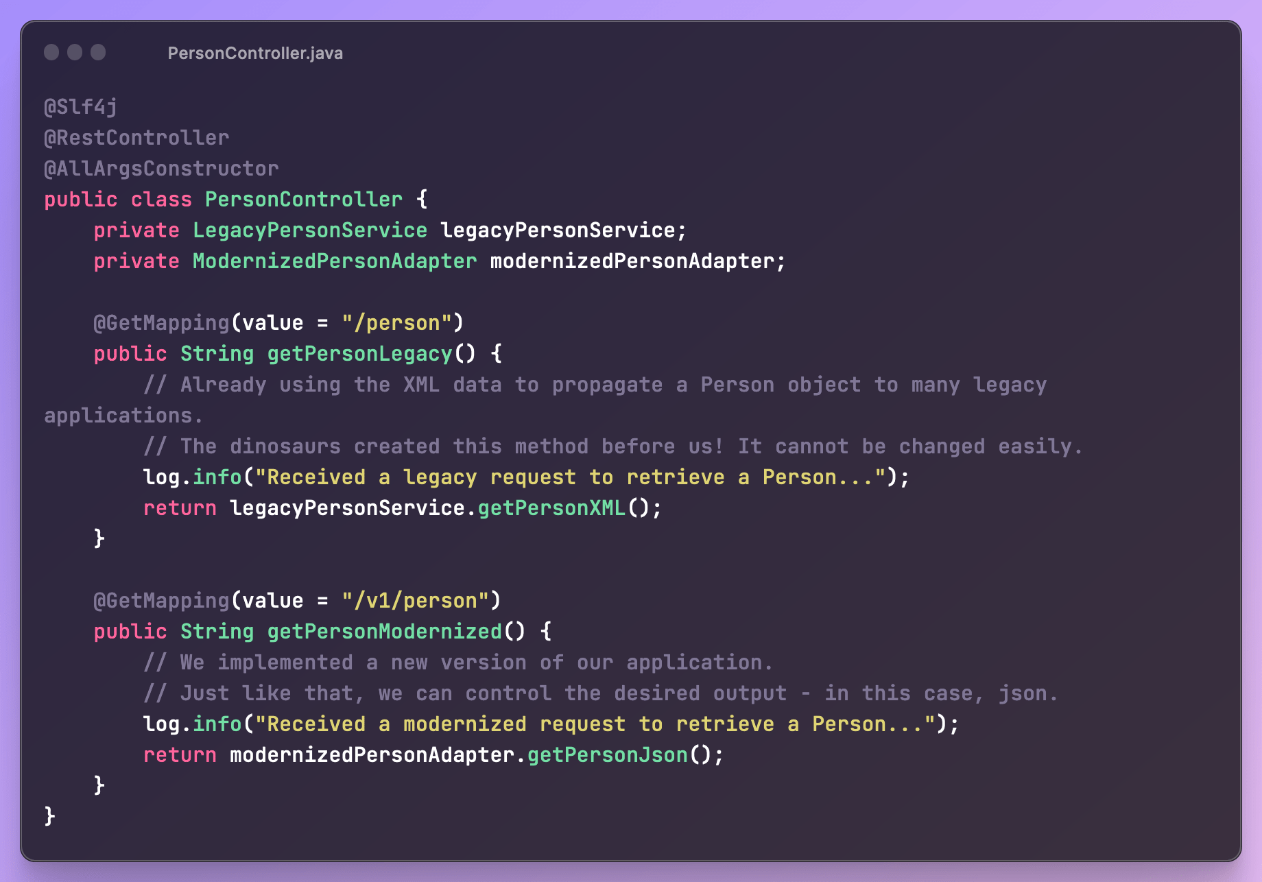 PersonController.java